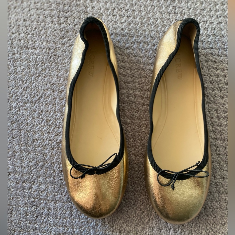 Jcrew ballet flat metallic gold new in box